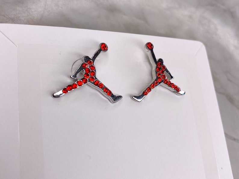 Michael Air Jordan Jumpman Bling Nike Basketball Stud Earrings Etsy