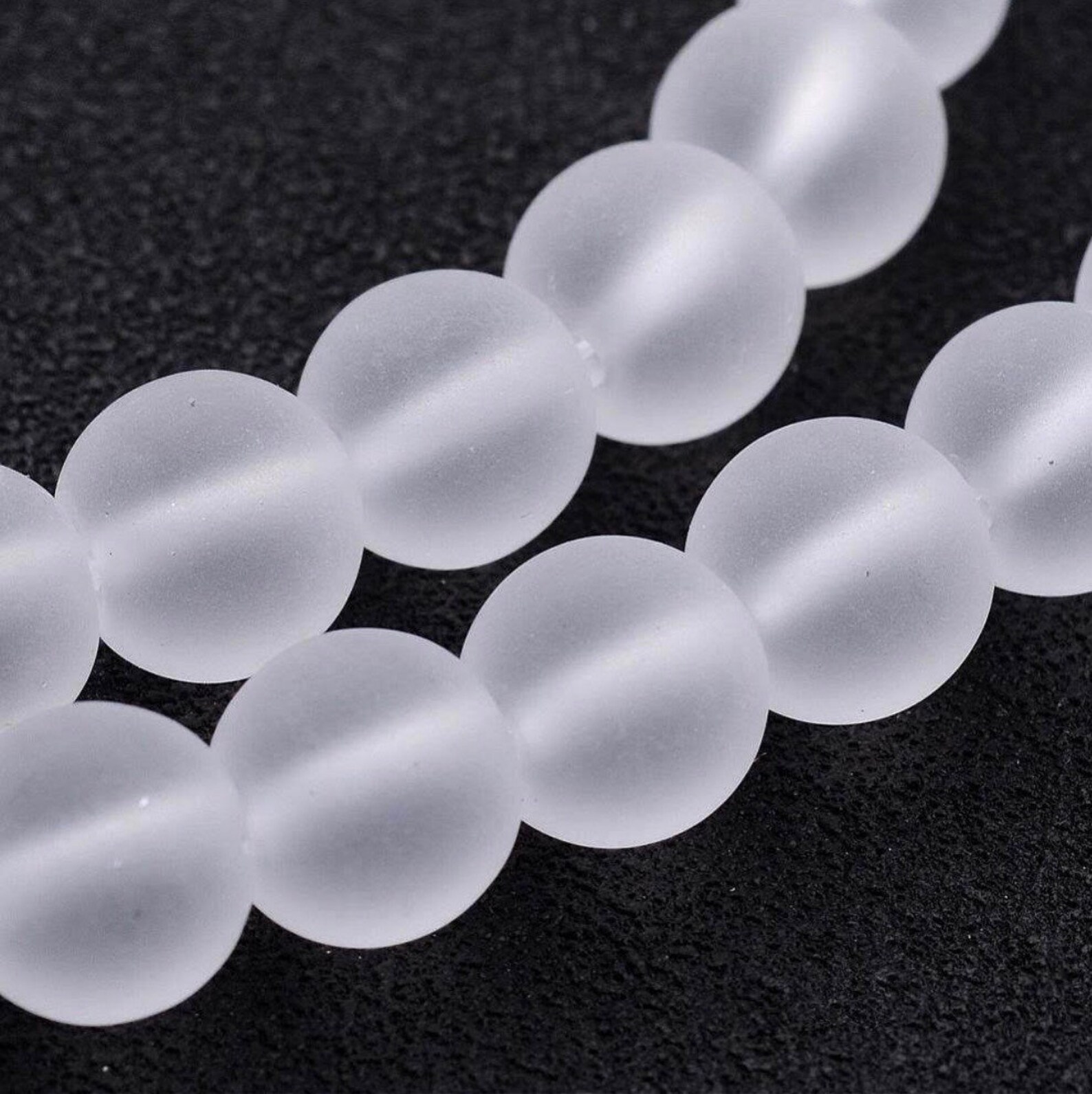 Frosted Glass Bead Strands Round Clear 10mm Hole 1mm Etsy