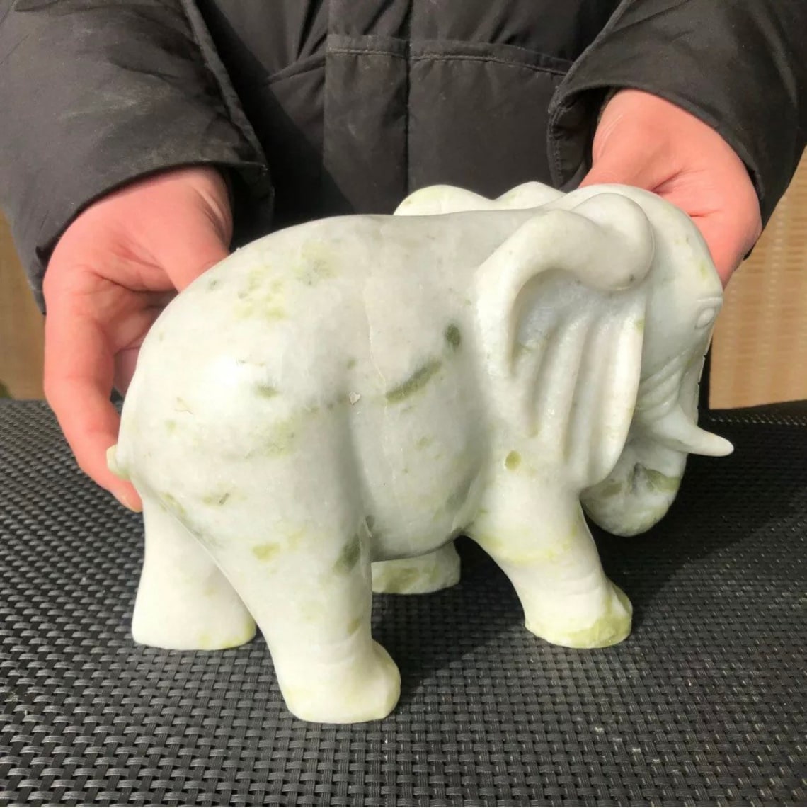 7.21LB Natural Green Jade Carved Elephant Carved Crystal Etsy