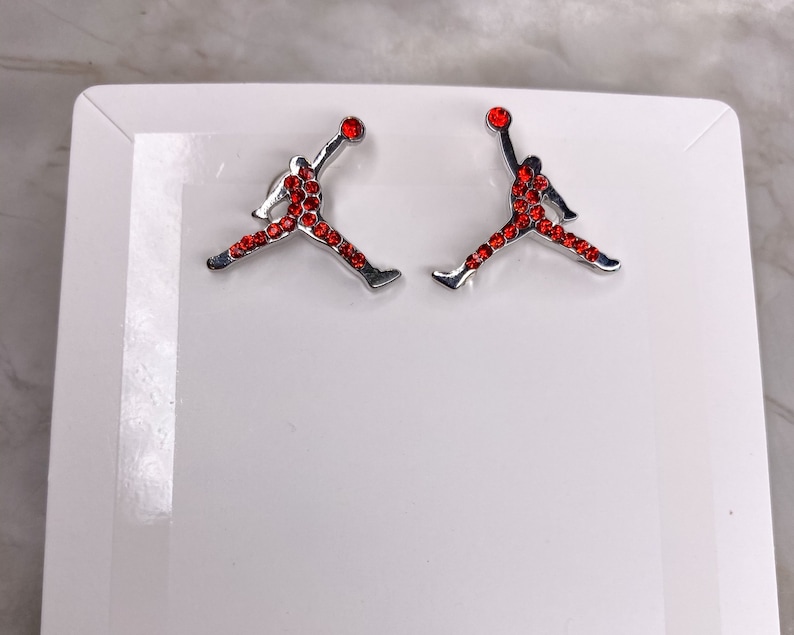 Michael Air Jordan Jumpman Bling Nike Basketball Stud Earrings Etsy