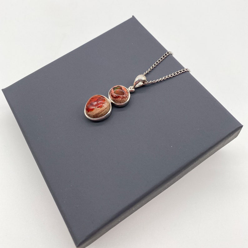 Gemstone Jewelry Mexican Fire Opal White Rhodium Plated 925 Sterling Silver Double Drop Crystal Pendant Necklace #30