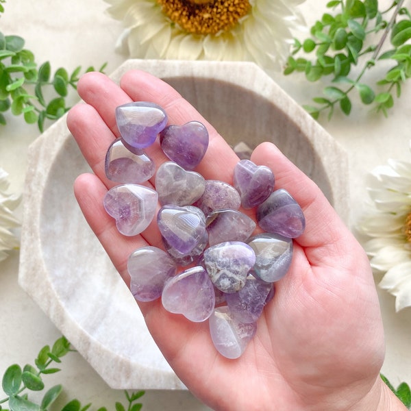 Natural Mini Violet/Purple Fluorite Crystal Hearts