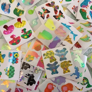 MYSTERY Vintage STICKER MODS 10 or 20, great 7, gifts, collectible stickers, vintage 80s, pearly and prismatic or fuzzy and pearly
