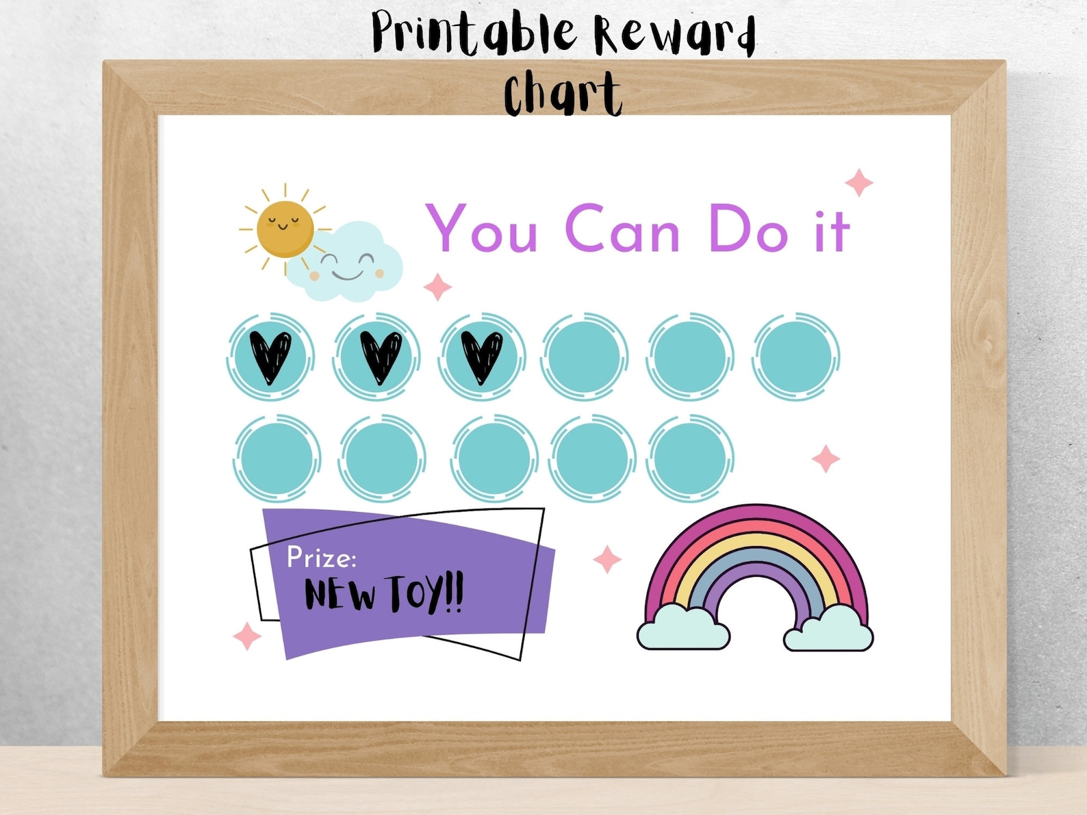 Printable Rainbow Reward Chart Girl's Sticker Chart Etsy