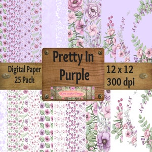 Pretty In Purple Digital paper pack 12 x 12 300 dpi