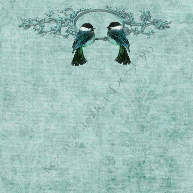 Teal Bird Digital Papers 12 x 12 300 dpi