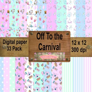 Off To The Carnival Digital Paper Pack 12 x 12 300 dpi
