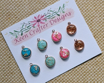 Gem Charms with Gold Leaf 8 Pack