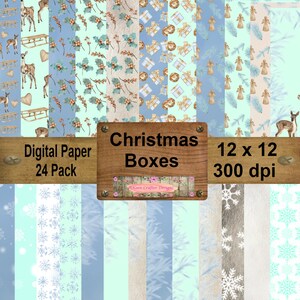 Christmas Boxes Digital Paper Pack 12 x 12 300 dpi