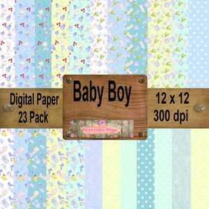 Baby Boy Themed Digital paper 12 x 12 300 dpi