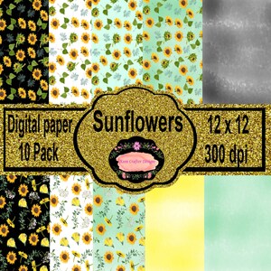 Sunflower Digital paper 12 x 12 300 dpi
