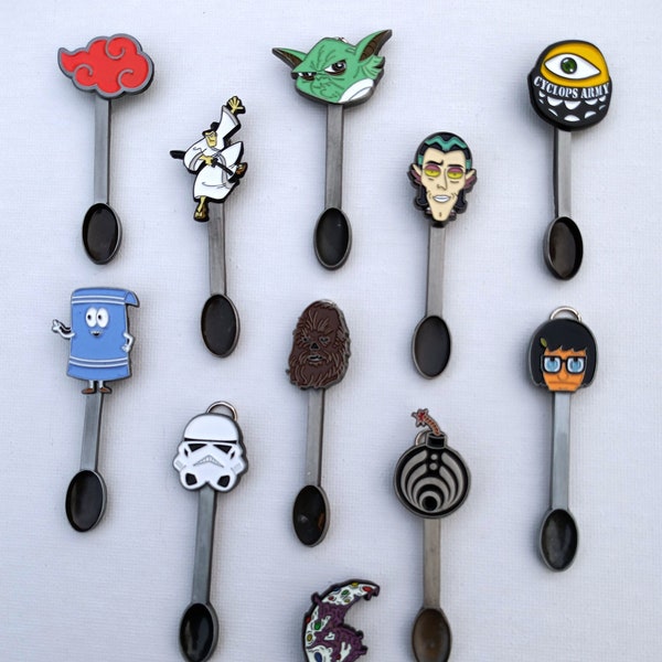 Collectible Hat Pin Spoon Pendant - Yoda - Samurai -  Chewy - Rick - Stormtrooper - Towelie - Cyclops Army - Zeds - Mr. Nimbus