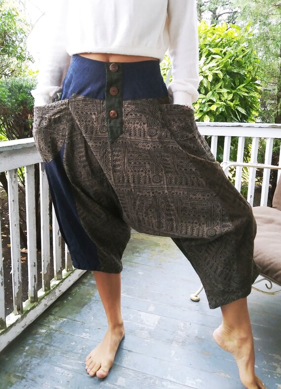 Harem Pants - 3/4 length - Hand Stitched - Festival Apparel - One Size Fits All