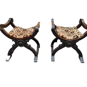 Pair of Savonarola style chairs, 19th century