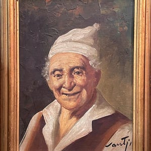 Pintura al óleo sobre tabla, retrato, siglo XX
