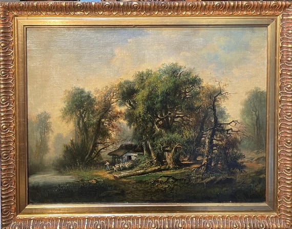 Old Painting, Oil on Canvas, Woodland Landscape Alfred Williams