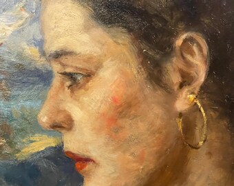 油彩画、女性の肖像画、ヴィットリオ・グッソーニ、19世紀 - Etsy 日本