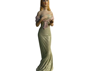 Vintage ceramic figurine, woman, 1970s, signed Pap C.