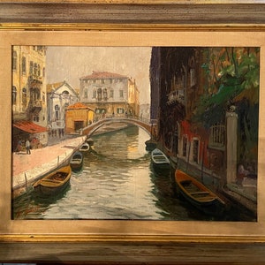Olieverfschilderij op doek, Rio de S. M. Formosa, Venetië, Gino Salviati (1911-1998), moderne kunst