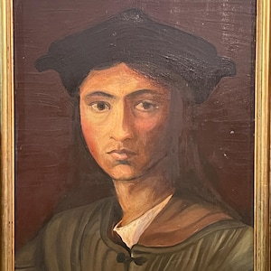 Pintura al óleo sobre tabla, retrato, siglo XX
