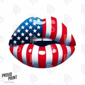 PAtriotic Lips PNG. Patriotic PNG. Independence Day. 4th of July. Kiss lips. America icon. Sublimation. Clipart. Trendy Patriotic. Crafts.