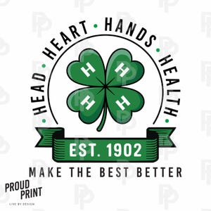 4H clover Svg. 4-H Clover Est 1902 Svg. Leaf clover Svg. 4-H clover clipart. Green four clover Svg. 4H icon Svg. 4H Showmanship Svg. Cricut.