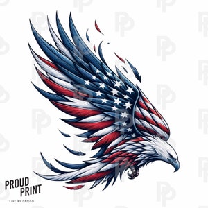 Flying Eagle with USA Flag PNG. Patriotic Png. 4th July Png. USA flag Png. Eagle shirt Png. Eagle Clipart. Eagle American flag Png. Decor.