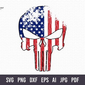 Retro USA Flag Punisher Skull Svg. 4th of July Svg. Punisher Skull Svg. Patriotic Svg. USA Flag Svg. Silhouette. America Shirt Svg. Cricut.