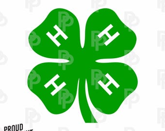 4H clover Svg. 4-H Clover Svg. Leaf clover Svg. Green four clover Svg. 4-H clover clipart. 4H icon. Clover Cut. 4H Cricut. 4H Silhouette.