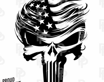 Trump Punisher Svg. Skull Svg. Punisher Svg. USA Flag Svg. Patriotic Svg. Punisher Skull Svg. Silhouette. Cricut. DXF. Vector. Laser file.
