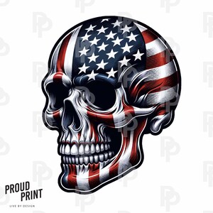Patriotic Skull USA Flag Design PNG. Patriotic Png. Fourth of July Png. Independence Day Png. Memorial Day Png. Punisher Skull Png. Clipart.