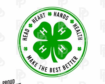 4H clover Svg. 4-H Clover Svg. Leaf clover Svg. Green four clover Svg. 4-H clover clipart. St Patricks Day Svg. Clover Cut. Shamrock Svg.