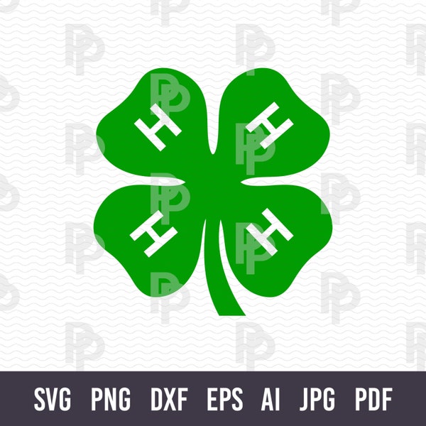 Trèfle 4H Svg. Trèfle 4-H Svg. Trèfle à feuilles Svg. Trèfle à quatre vert Svg. Clipart de trèfle 4-H. Jour de la Saint-Patrick Svg. Coupe de trèfle. Trèfle Svg.