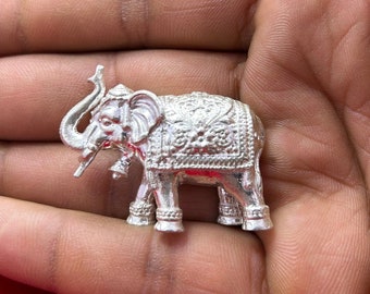 Solid 925 Sterling Silver Elephant Statue, Upper Trunk Elephant, Silver Articles, Blessing Elephant Figurine, Good Luck, Home Decor