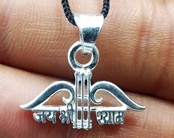 Shri Shyam Baba Silver Pendant, Hindu God Symbol, Silver Lord Pendant, Hindu Strength, Arrow Pendant, Hindu Religious, Khatu Shyam Ji