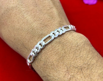 925 Sterling Silver Figaro Bracelet, Curb Link Chain Bracelet, Everyday Bracelet, Stacking Bracelet, Gift for Him