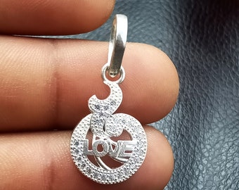 Liebesanhänger, 925er Sterlingsilber-Anhänger, Liebesschrift-Halskette, wunderschöne mit Zirkonia besetzte Silberanhänger-Halskette, personalisiertes Geschenk