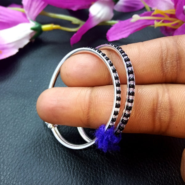 Baby Protection Jewelry 925 Sterling Silver Traditional Nazariya Baby Bangles Baby Kade Black Silver Beads Gift for Born Baby Toddler Gifts