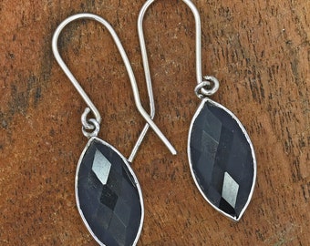 Natural Black Onyx Earring 925 Sterling Silver Earrings Marquise Gemstone Earring Bezel Setting Earring Handmade Silver Earring Gift For Her