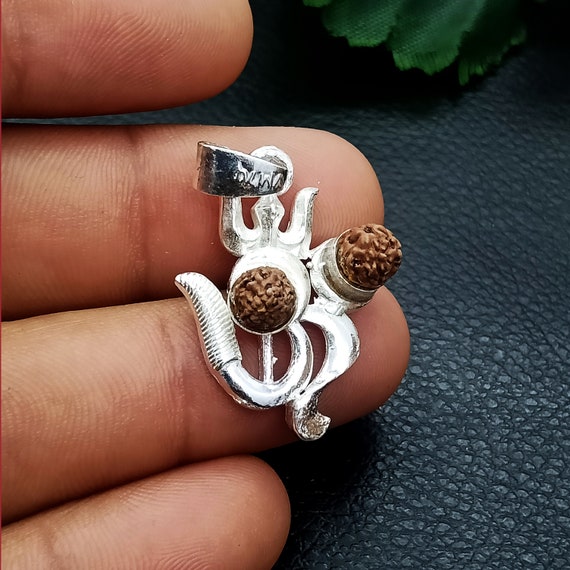 Buy 925 Sterling Silver Lord Shiva Trident With Rudraksha Pendant,  Customized Silver Jewelry, Silver Pendant Rudraksha, Genuine Rudraksha  Beads Online in India - Etsy