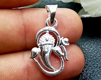 Solid 925 Sterling Silver Ganesh Pendant, Hindu God of Beginnings Ganesh, Success and Prosperity God, Hinduism Religious God Locket