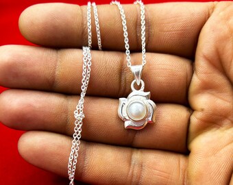 Natural White Pearl Pendant, 925 Sterling Silver 6mm Round Pearl Pendant, Tiny Pendant Necklace, Pearl Jewelry