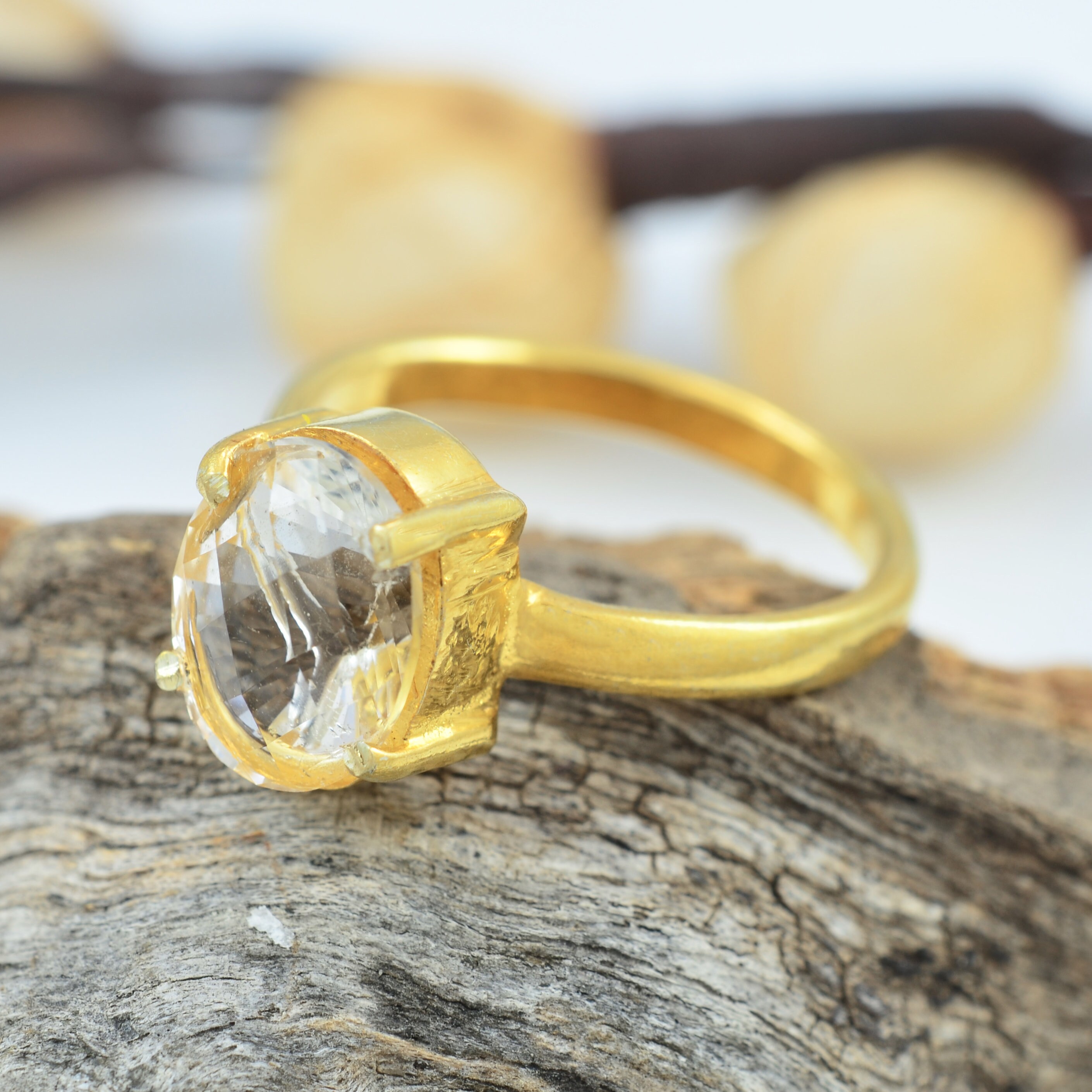 Natural Crystal Rings 18k Gold Plated Crystal Ring Crystal - Etsy