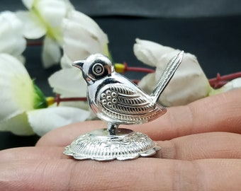 Silver Sparrow Statue, Silver Bird Idols, Ornaments Sculptures Figurines, Sparrow Idols, Home Decor, Gift for Bird Lover, Bird Jewelry