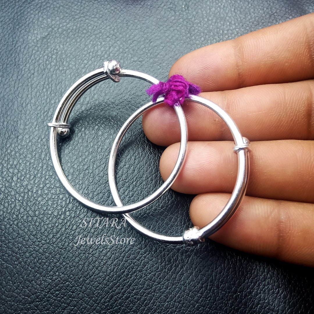 Baby Silver Bangle, 925 Sterling Silver Christening Bangle Bracelet