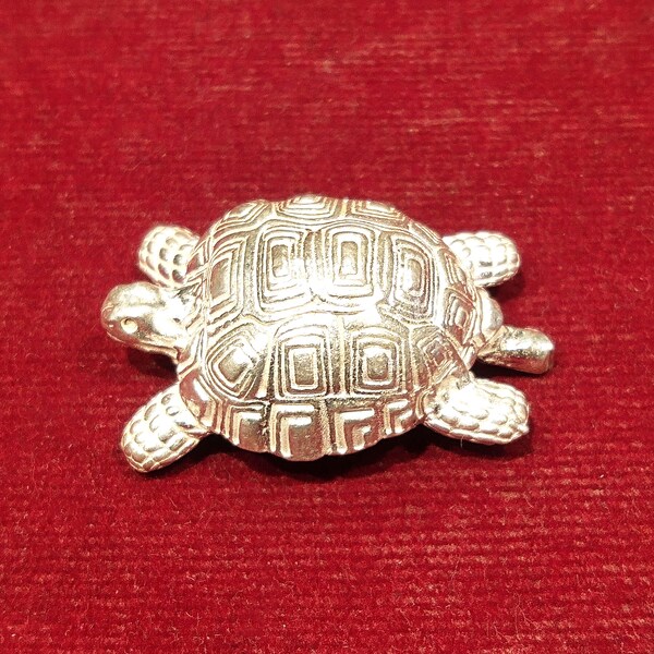 925 Sterling Silver Small Tortoise Statue Or Sculpture, Tortoise Charm, Miniature Turtle Best Puja Article Silver Figurine Silver Turtle