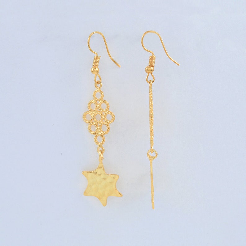 Gold Plated Earrings Unique Gift For Her Indian Hand-Crafted Earrings Plain Earrings Small Circle Earrings Long Dangle Earrings