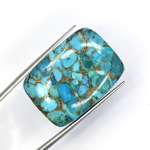 Natural Blue Copper Turquoise Loose Gemstone Cab, 30x21mm Cushion Shape Copper Blue Turquoise Stone, Wholesale Gemstone for Making Jewelry