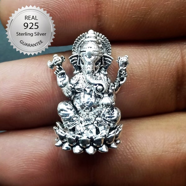 Mini Ganesh Statue, 925 Fine Silver Handmade Hindu Idols Small Ganesh Statue, Small Ornamental Ganesh Idols, Pure Silver Mini Statue, Gift