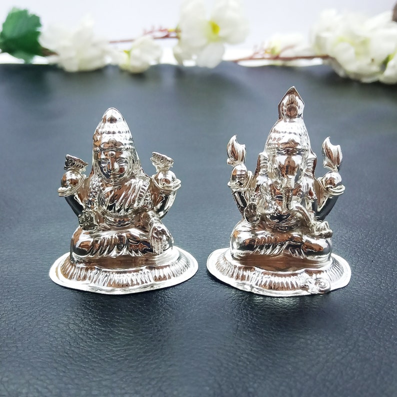 999 Fine Silver Ganesh Laxmi Idols Hindu Goddess Laxmi Etsy